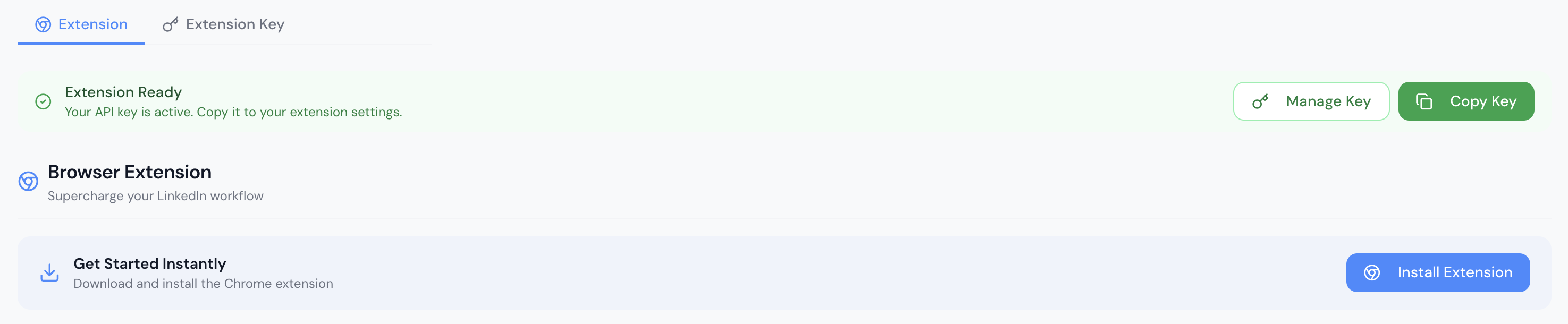 Extension key management